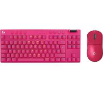 Logitech G PRO X SUPERLIGHT 2 LIGHTSPEED bezvadu spēļu pele, USB-C uzlāde, PC un Mac + PRO X TKL LIGHTSPEED bezvadu spēļu tastatūra, bez ciparu tastatūras, PBT taustiņi (vācu QWERTZ), purpursarkana