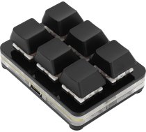 XUMIUZIY 6 taustiņu spēļu tastatūra, USB maza tastatūra, programmējama makro tastatūra, mehāniskā RGB tastatūra, 6 taustiņi, vienroku USB datorklaviatūra spēļu birojam (melna)