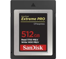 SanDisk Extreme Pro CFexpress B tipa 512GB atmiņas karte (1700MB/s lasīšana, 1400MB/s rakstīšana, RescuePRO Deluxe, vienmērīgi RAW video, 4K, XQD saderība)