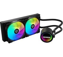 Procesora ūdens dzesēšana 240 mm Genesis Hydria HYDRIA 240 ARGB Light, 2 x 120 mm ventilatori, 4-pin PWM sūknis, gaisa plūsma 80 CFM, liels ātrums 500-1550 RPM, Intel un AMD, AM4 AM5 LGA 1700 un vairāk