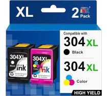 Starink 304XL printeru kasetnes, kas saderīgas ar HP 304 XL multipaku HP Envy 5030 5000 5010 printeru kasetnēm, HP Deskjet 3750 3700 2600 2630 printeru kasetnēm (melnas/krāsainas, 2 gab.)