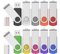 FEBNISCTE USB zibatmiņas 16 GB Pack of 10, 16 GB Memory Stick Foldable Swivel Flash Drives Datu glabāšanas pendrive Pendrive for Graduation Gift USB 2.0 Memory Stick Multicoloured USB Flash Drive