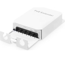 Āra PoE caurlaides slēdzis, 1 PoE ieejas un 4 PoE izejas pagarinātājs, IEEE802.3af/at/bt PoE strāvas padeve 90 W, 100 Mbps Ethernet, montāža pie sienas, ūdensizturīgs, Plug and Play