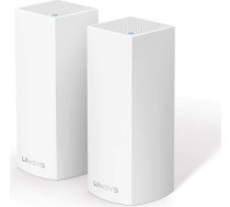 Linksys Velop WHW0302 Trīsjoslu Mesh WiFi 5 sistēma (AC2200) WiFi maršrutētājs, retranslators, pagarinātājs ar bezvadu pārklājumu līdz 350 m² platumā vairāk nekā 40 ierīcēm; 4 Ethernet pieslēgvietas - 2 komplektā, balts