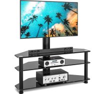 Universāls TV izklaides centrs, „Media Towers“ TV mēbeles, stūra 3-in-1 TV statīvi ar pagriežamu, augstumā regulējamu TV stiprinājuma kronšteinu 32–65 collu televizoriem, melnā krāsā