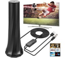 DVB-T/DVB-T2 antena ar pastiprinātāju, HDTV iekštelpu antena televizoram, 360° uztveršana visapkārt, 5 m garš kabelis, atbalsta 4K/1080P HD kanālus un visus televizorus