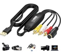 HOSPAOP VHS uz digitālo pārveidotājs USB 2.0 - video uztveršanas karte 1080P VHS digitalizēšanai, AV un RCA adapteris, VCR DVD uz PC, saderīgs ar Windows Mac OS
