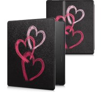 kwmobile Flip Case saderīgs ar Amazon Kindle Oasis 10. paaudzes lasāmrīku - Korpuss - Brush Hearts Dusky Pink Black
