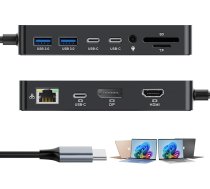 Microsoft Surface Thunderbolt 4 Dock 12-in-1 trīs displeju centrmezgls ar 4K @ 60Hz HDMI + USB-C + DisplayPort, Surface Pro dokstacija Surface Pro 12/11/10/9/8/X/7+/7, Surface Laptop, Surface Go