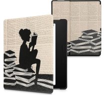 kwmobile Korpuss Amazon Kindle Oasis 10. paaudzes lasītāja vāciņam ar automātiskās miega funkcijas funkciju - sievietes lasīšanas vāciņš ar melnu bēšas krāsas apdari