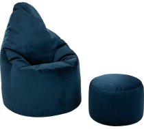 Loft 25 Capriccio Velvet Bean Bag Chair, Premium Velvet Bean Bag for Indoor Use for Home and Living Room, Ergonomic Design for Body Support (Bean Bag + Stool Pouffe, Pacific)