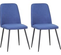 ALBATROS BONO Dining Room Chairs, Set of 2, Blue, Kitchen Chairs in Retro Look, Ergonomic & Padded, Velvet Cover & Metal Legs, Comfortable & Easy Care, Dining Room, Living Room
