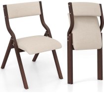 RELAX4LIFE Dining Room Chairs, Set of 2, Foldable, Armless Kitchen Chairs with Wooden Frame, Padded Dining Chair with Padded Backrest & Seat, Ergonomic Folding Chairs for Living Room (Brown)