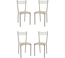 t m c s Tommychairs - Set of 4 Elena Modern Chairs for Kitchen and Dining Room, Robust Frame Made of Painted Steel, Padded Seat with Faux Leather in Linen
