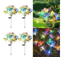 4 iepakojuma 10 LED āra solārās grīdas ievietotie siltie tauriņu lampas, ūdensizturīgs pagalma atmosfēras dekoratīvais apgaismojums, 2 režīmi DIY ceļa gaisma