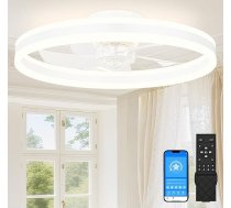 Griestu ventilatori ar apgaismojumu, 60 cm lampa ar ventilatoru, 3000 K - 6500 K dimmable LED griestu ventilators ar apgaismojumu, griestu ventilatora lampa guļamistabai, 6 ātrumi, taimeris, kluss, balts