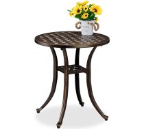 Relaxdays apaļais alumīnija lietie dārza galds melns / bronzas | antike Optik, wetterfest, H x D: 53 x 49 cm