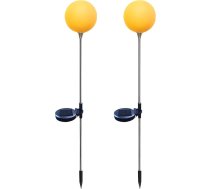 Einfach zu installierender Erdspieß, 2 Stück Outdoor-Solarleuchten, wasserdichtes Kugel-Design, gelbe dekorative Rasen-Gartendekoration