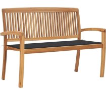 vidaXL Tīkoka masīva dārza sols ar spilvenu Saliekams koka sols Sols Park Sols Dārza mēbeles Balkona sols Terases sols Tīkoka sols 128,5 cm