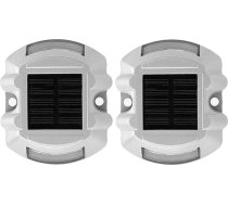 Akozon 2 Stück Wasserdichte Solar-LED-Straßenbolzenleuchten für Garten, Rasen und Wege, Energieeffiziente Bodenlampen mit Hoher Reflektierender Helligkeit