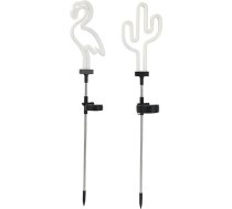 Ciieeo 2 Stück Solar Kaktus und Flamingo Gartenleuchten aus Kunststoff und Eisen mit Langer Lebensdauer für Außenbereiche und Dekorative Gartengestaltung
