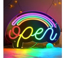 LightingWill LED neona zīme Dimmable Atvērt veikalu ar ieslēgšanas/izslēgšanas slēdzi 17 "x12" 5V USB powered Rainbow LED neona gaismas zīme sienas dekoru veikals bārs mājas