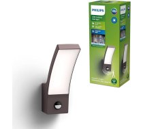 Philips āra LED sienas gaisma ar sensoru, 12 W, antracīta krāsā, vēsā baltā gaisma 4000 K, IP44 aizsardzības klase, integrēta spuldze