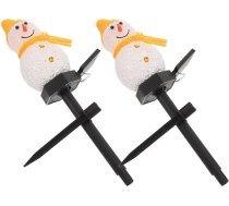 Yardwe 2 Stück Solar Schneemann Gartenstecker für Außenbereich mit Ip55 Wasserschutz Kunststoff Einfache Installation für Weihnachtsdeko im Hof und Garten Zufällige Farbe