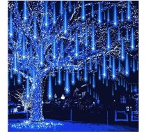 Saules meteoru dušas gaismas āra lietošanai, 10 LED lampas, ūdensizturīgas, pievienojamās leduspuķu pasaku gaismas Ziemassvētku dekorēšanai (zilas, 80 cm, pievienojamas)