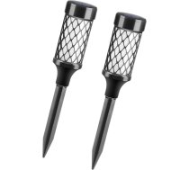 PartyKindom Pack of 2 Solar Path Lights Garden 10 LED White Light Solar Lawn Lamp Made of Plastic for Plug-in Outdoor Landscape Lighting for Yard and Patio