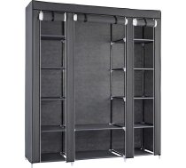 Ribelli auduma drēbju skapis ar 12 nodalījumiem un drēbju turētāju, aptuveni 175 x 150 x 45 cm, saliekams, saliekams skapis guļamistabai, viesistabai, garderobei, pelēks