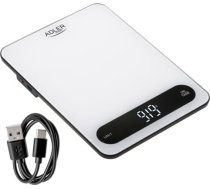 AD 3177 balti melni virtuves svari 10 kg | uzlādējami caur usb-c | precizitāte 1 g