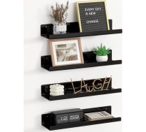 RICHER HOUSE 4 sienu plauktu komplekts, melns, 38 cm, akrila istabas apdare ierakstu prezentācijai, ko veic Fotod Magazine Rack guļamistabā, vannas istabā, virtuvē, dzīvojamā istabā, uzglabāšanai un organizēšanai