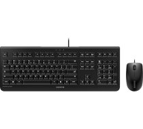 CHERRY DC 2000 vadu tastatūras un peles komplekts, ES izkārtojums (QWERTY), Plug & Play caur 1 USB portu, plakana konstrukcija, simetriska pele, melns