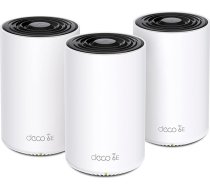 TP-Link Deco XE75 Mesh WLAN komplekts (3 komplekti), WI-FI 100 AXE5400 trīsjoslu maršrutētājs un retranslators, 3 x gigabitu pieslēgvietas katrā ierīcē, piemērots mājokļiem ar 4-7 guļamistabām, visaptveroša jauniešu aizsardzība, WPA3