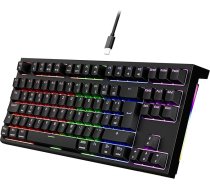 Newmen GM870 TKL spēļu tastatūra, mehāniskā tastatūra ar kabeli, 75% RGB LED apgaismojums, karstā nomaiņa pret spoku, USB mini 88 taustiņu tastatūra PC/Win/Mac, vācu QWERTZ izkārtojums, melna, sarkans slēdzis