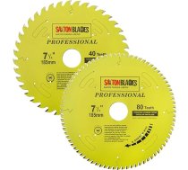 Saxton TCT185MXAPRO profesionālās sērijas ripzāģa asmens 185mm 40t un 80t x 30mm urbums 16, 20, 25mm samazinājuma gredzeni, saderīgs ar Bosch Makita Dewalt