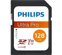 Philips Ultra Pro SDXC karte 128GB UHS-I U3, nolasīšanas ātrums līdz 100MB/s, V30, atmiņas karte kamerām, planšetdatoriem, datoriem, karšu lasītājs, 4K UHD video