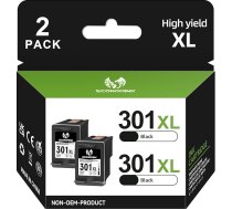 Economink 301XL printeru kasetnes, 301 kasetne, kas ir saderīga ar HP 301 melnās krāsas printeru kasetnēm, 301XL melnā krāsā, DeskJet 3050 1050 2544 Envy 4500 4504 OfficeJet 2620 4630 4632 4634 printerim (2 gab.)