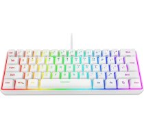 Snpurdiri 60 % spēļu tastatūra, Mini maza vadu mehāniskā tastatūra, portatīva, kompakta RGB tastatūra datoram, Mac, birojam, spēlēm (61 taustiņš, balta)