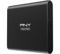 PNY PSD0CS2260-500-RB EliteX-PRO USB 3.2 Gen 2x2 ārējais portatīvais SSD diskdziņš 500 GB, līdz 1500 MB/s lasīšanas ātrums un 900 MB/s rakstīšanas ātrums, melns