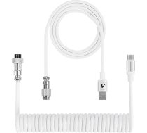 XINMENG X MAMBASNAKE C01PRO spirālveida tastatūras kabelis, C tipa ātrgaitas līnija ar 8 kHz atgriešanās ātrumu spēļu tastatūrai, pīts USB-C kabelis ar metāla aviāciju, PC/telefons - balts