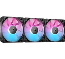 CORSAIR iCUE LINK RX120 RGB 120 mm PWM ventilators ar iCUE LINK sistēmas centrmezglu - magnētiskais kupola gultnis - 3 gabali - melns