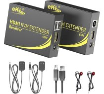 KVM Extender HDMI USB 60m/196ft Over Cat5e/6 Ethernet Cable Atbalsta 1080P@60Hz 2 Port USB 2.0 datoram Plug & Play bez draivera