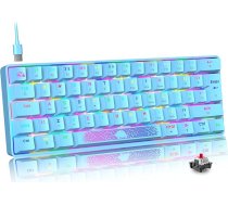 UK izkārtojums 60% Mehāniskā spēļu tastatūra, sarkans slēdzis, Mini 62 taustiņi, USB C, RGB aizmugurgaismojuma efekts ar varavīksnes LED gaismu, saderīga ar datora kalkulatoru Windows/Laptop/PS4 - zila