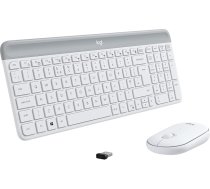 Logitech MK470 Combo Slim bezvadu tastatūras un peles komplekts, 2,4 GHz savienojums, izmantojot nano USB uztvērēju, 10 m diapazons, 18 mēnešu akumulatora darbības laiks, PC / klēpjdators, holandiešu QWERTY izkārtojums - balta / White
