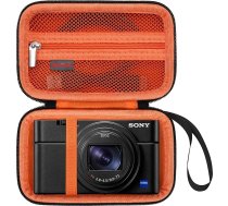 Elonbo Black + Orange Camera Case Bag for Sony ZV-1 ZV-1F ZV-1 II RX100 VII RX100 VI RX100 V RX100 IV RX100 III Compact Digital Camera Sony Vlogging kameras ceļojumu soma