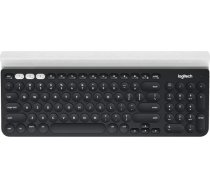 Logitech K780 bezvadu tastatūra, Bluetooth un 2,4 GHz savienojums, vairāku ierīču un Easy-Switch funkcija, integrēts turētājs, PC / Mac / planšetdators / viedtālrunis, Šveices QWERTY izkārtojums - tumši pelēka / balta