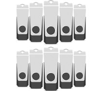 TEWENE USB zibatmiņas 2 GB komplekts ar 10 USB atmiņas zibatmiņām Flash Drive Memory Stick High Speed USB 2.0 Black Rotate