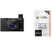 Sony RX100 VII kompaktā augstākās klases kamera ar 4K video, 24-200 mm F2.8-4.5 Zeiss tālummaiņas objektīvu, 1 collas sensoru, automātisko fokusēšanu, kas ļauj sekot acīm, 4K filmu ierakstiem un noliektu displeju + Sony NP-BX1 akumulators